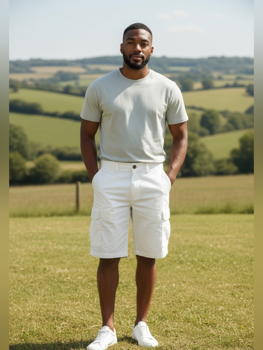 Club Room Stretch White Cargo Shorts Size 34